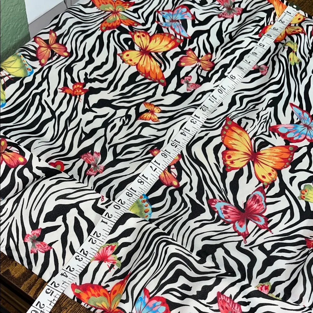 Vintage Butterfly Zebra Print Skirt and Scarf Black Size M - Image 6