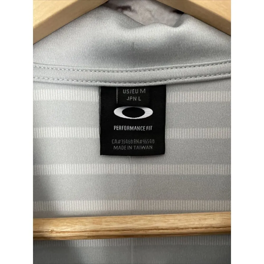 Oakley Women’s Short Sleeve Polo Shirt Grey Stripe M Golf Casual - Image 2