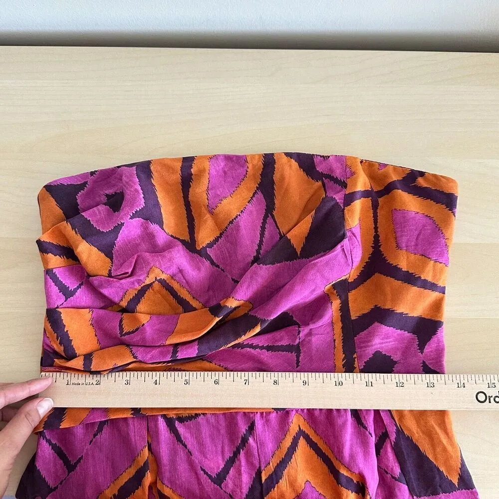 Zara Jumpsuit Womens Small Printed Bandeau Wide Leg Strapless Geometric Boho NEW - Image 12