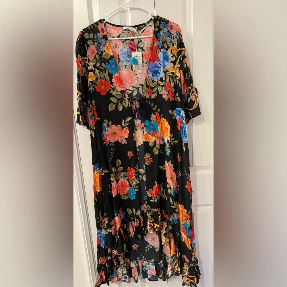 Johnny Was Royal Long Ruffle Kimono Size XS NWT - Image 3