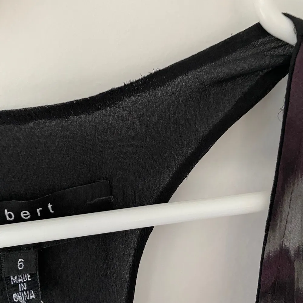 Scoop Neck Silk Shift Dress Multi Color Graphic Print Lace Trim - Image 10