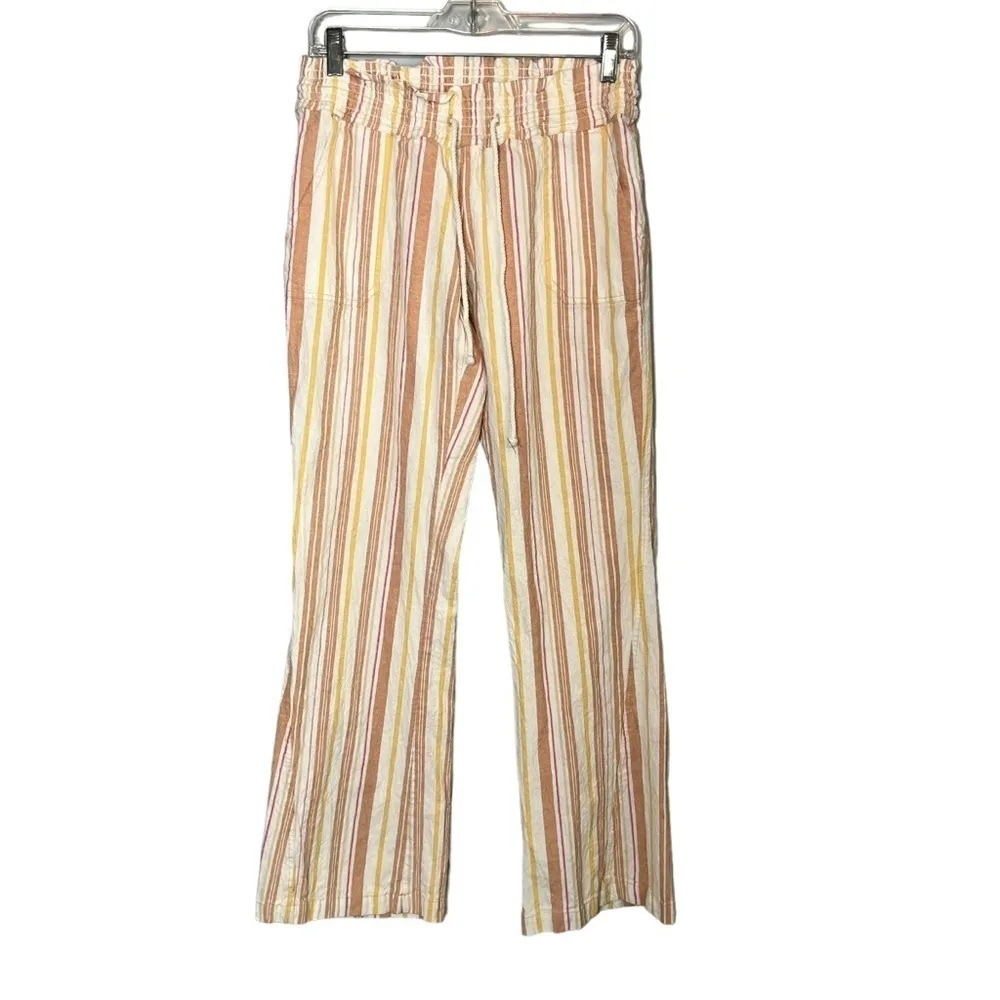 Roxy Striped Straight Leg Palazzo Pants Drawstring Beach Vacation Size Medium - Image 3