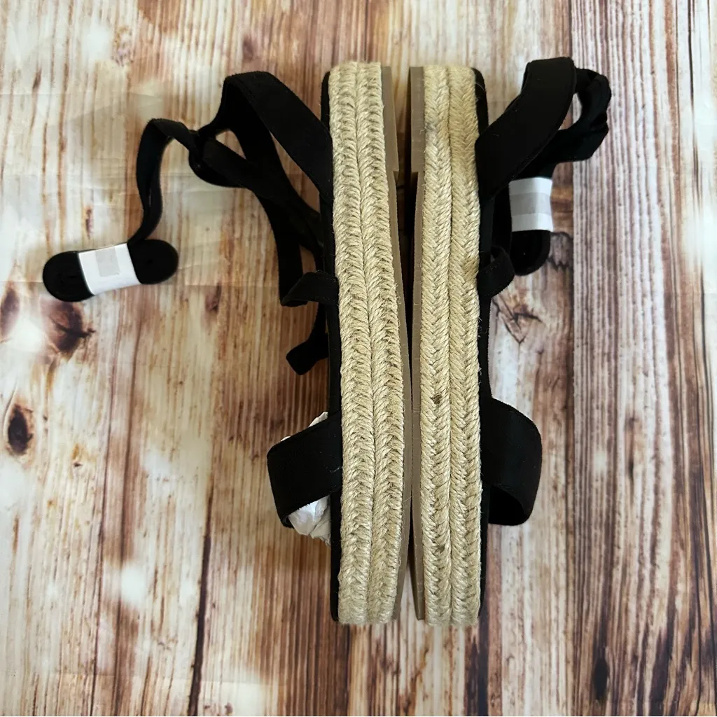 PRETTYLITTLETHING Black Lace Up Espadrille Flatform Sandal - Image 8