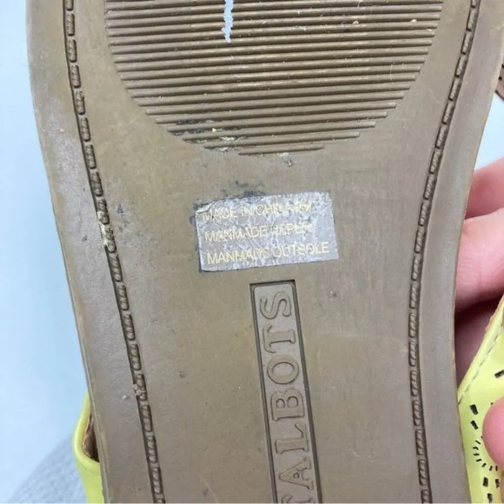 Talbots | Yellow Floral Eyelet Flip Flop Sandals 9 - Image 4