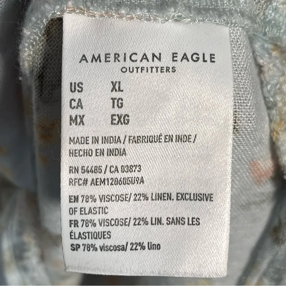 American Eagle Sz XL Floral Puff Sleeve Milkmaid Dress Smocked Ruffle - Image 11