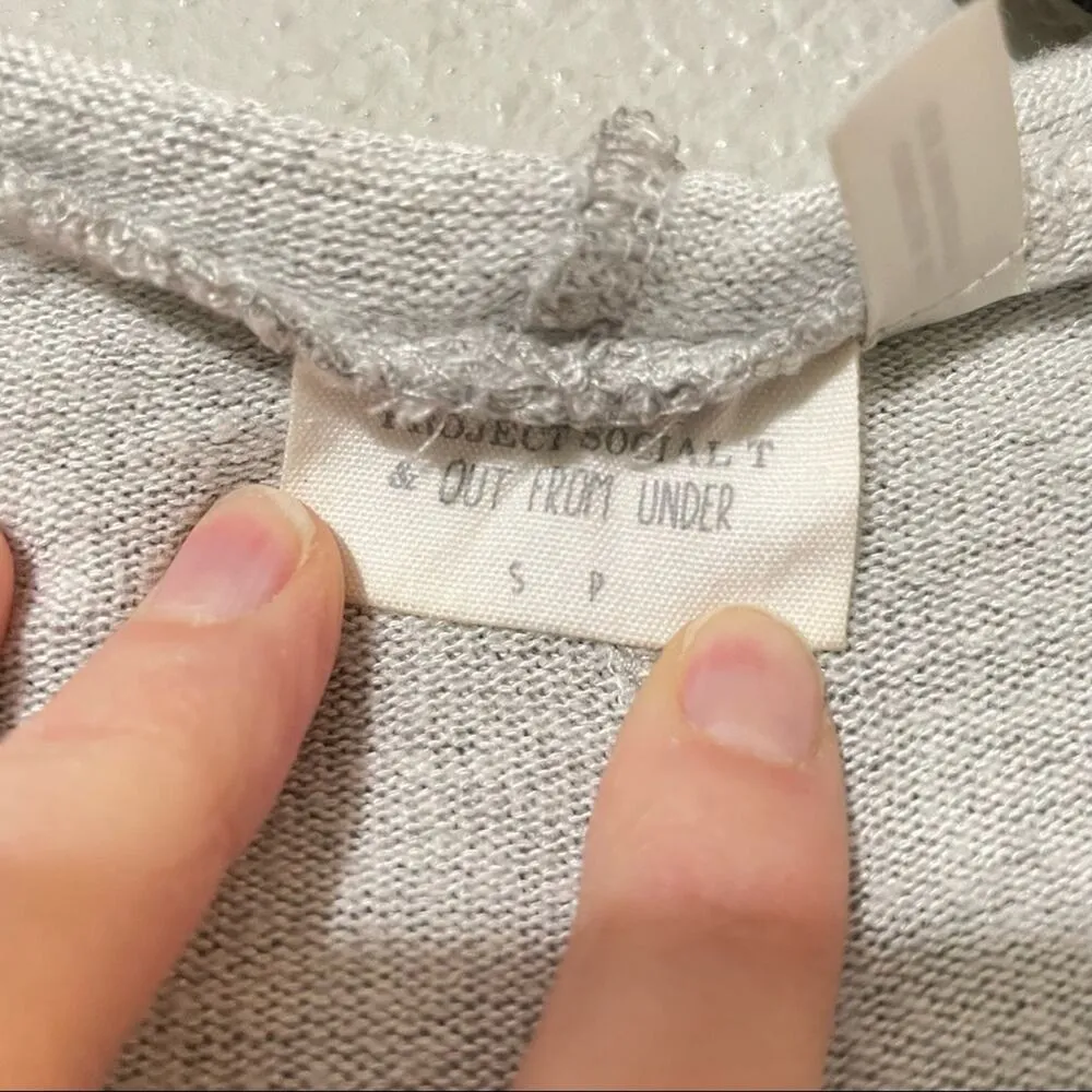 Project Social T & Out From Under Grey Slouchy Batwing Hoodie Lightweight S - Image 9