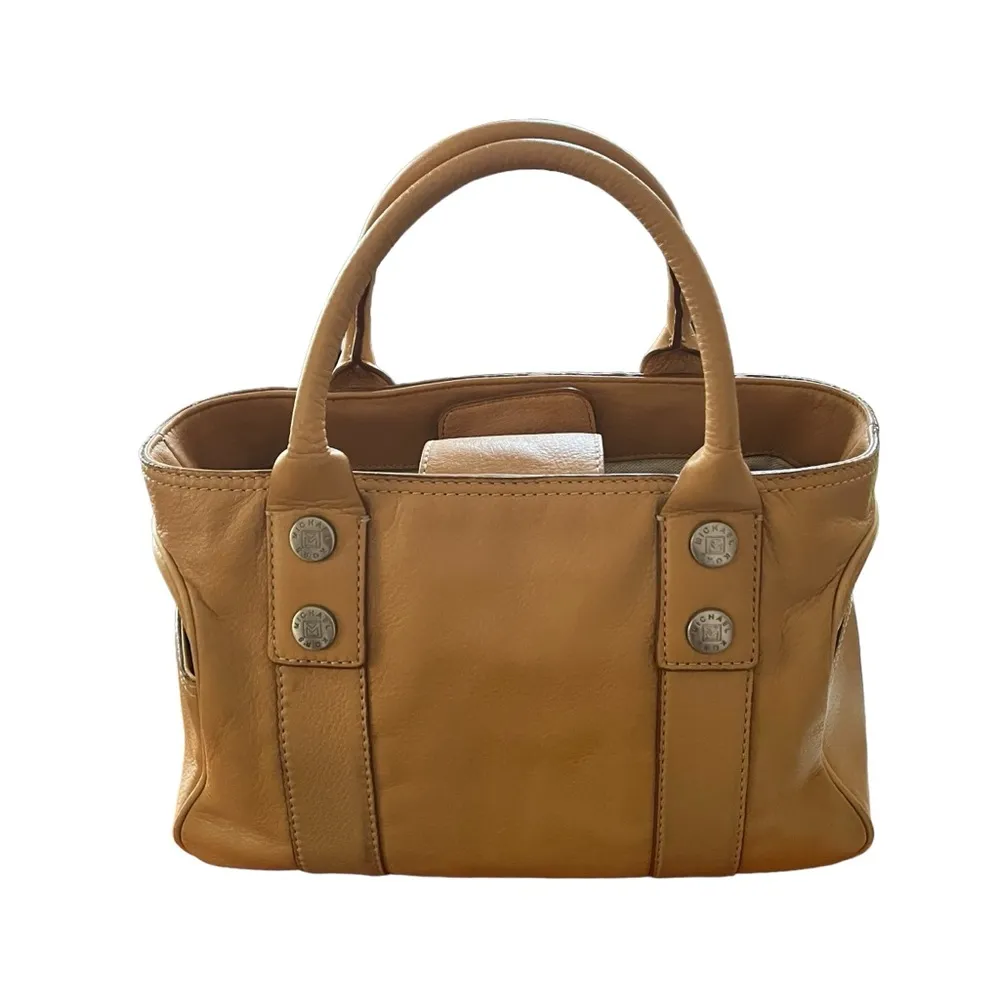 MICHAEL KORS Camel Leather Double Strap Satchel Tote - Image 3