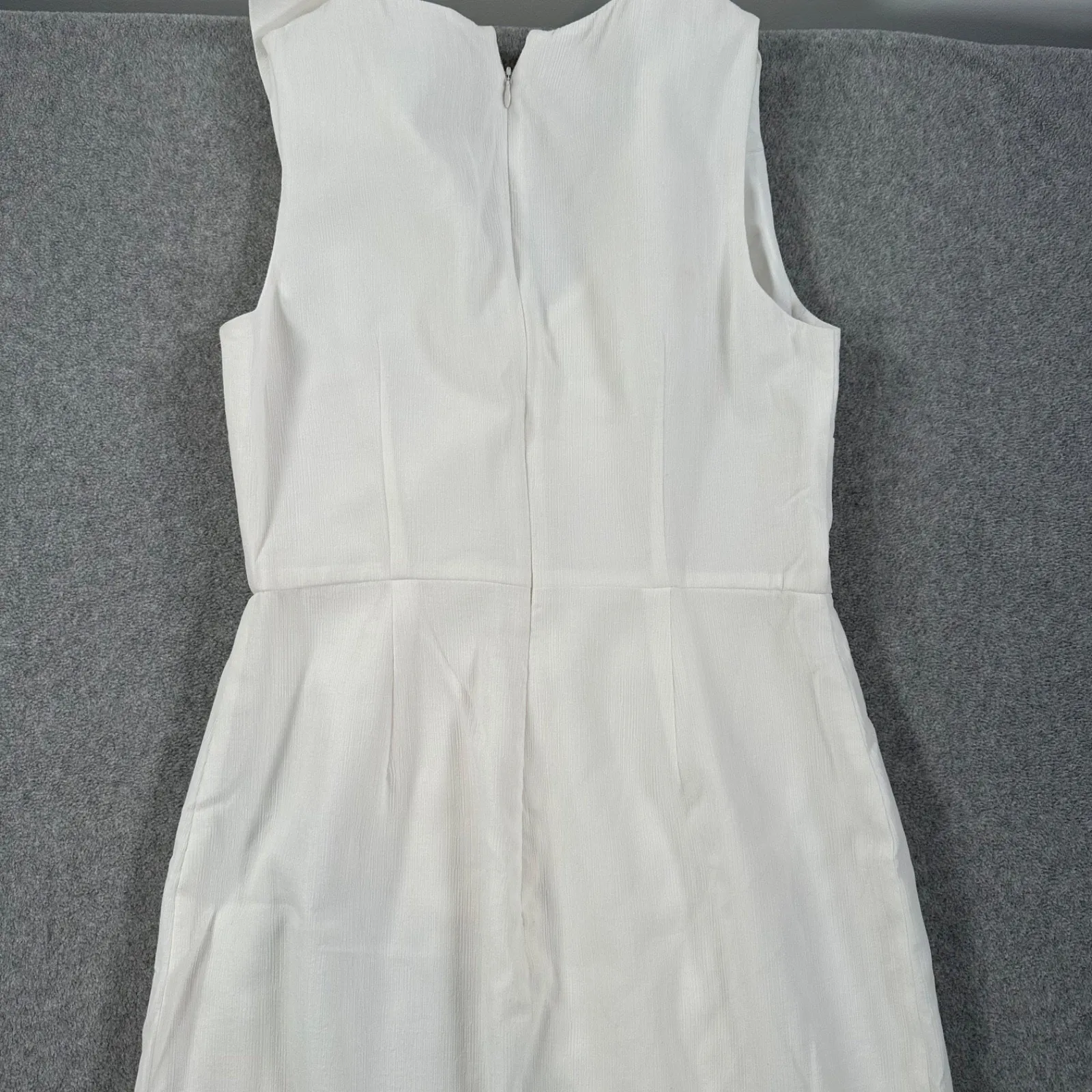 Keepsake the Label Ruffle Neck Midi Dress Women's Large White Crepe Slit Bride - Image 11