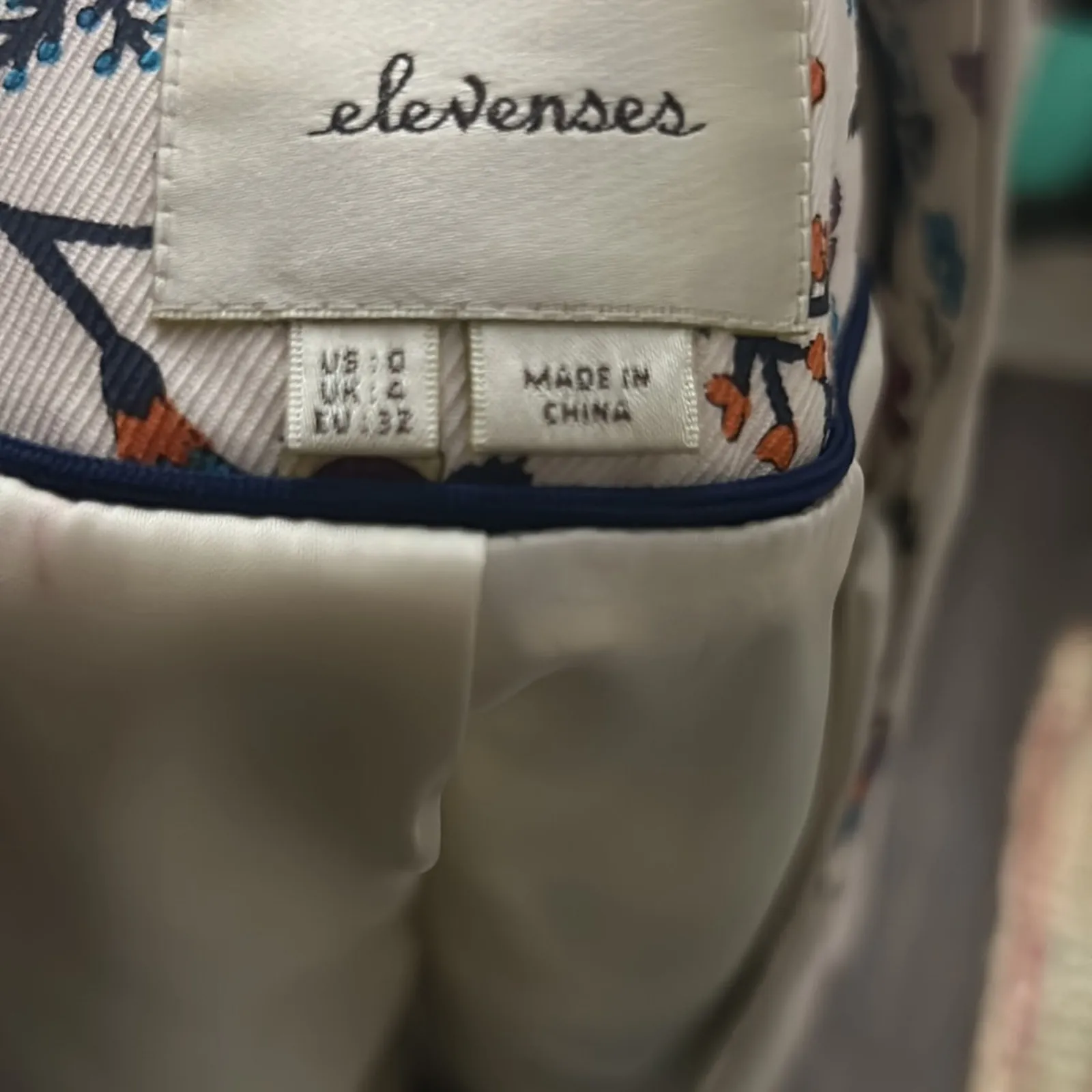 Anthropologie Elevenses Color Block Floral Cropped Open Front Jacket 0 Dopamine - Image 9