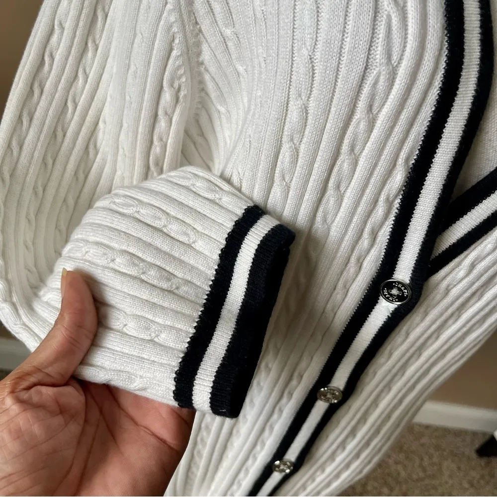 CHAPS | Cream Cable Knit Cardigan Sweater Sz 2X - Image 3