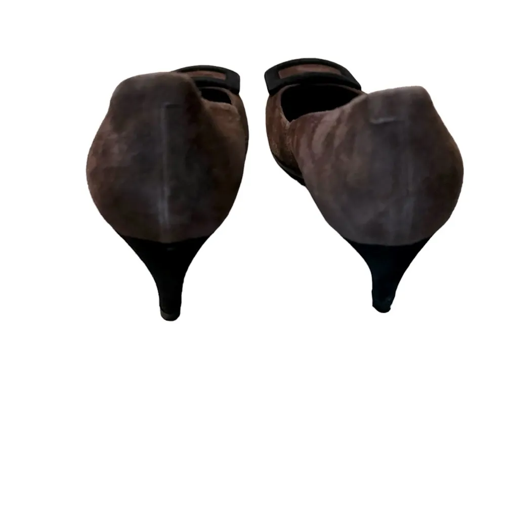 Roger Vivier Brown Suede Viv In The City Black Suede Buckle Detail Size 7.5 Pump - Image 5