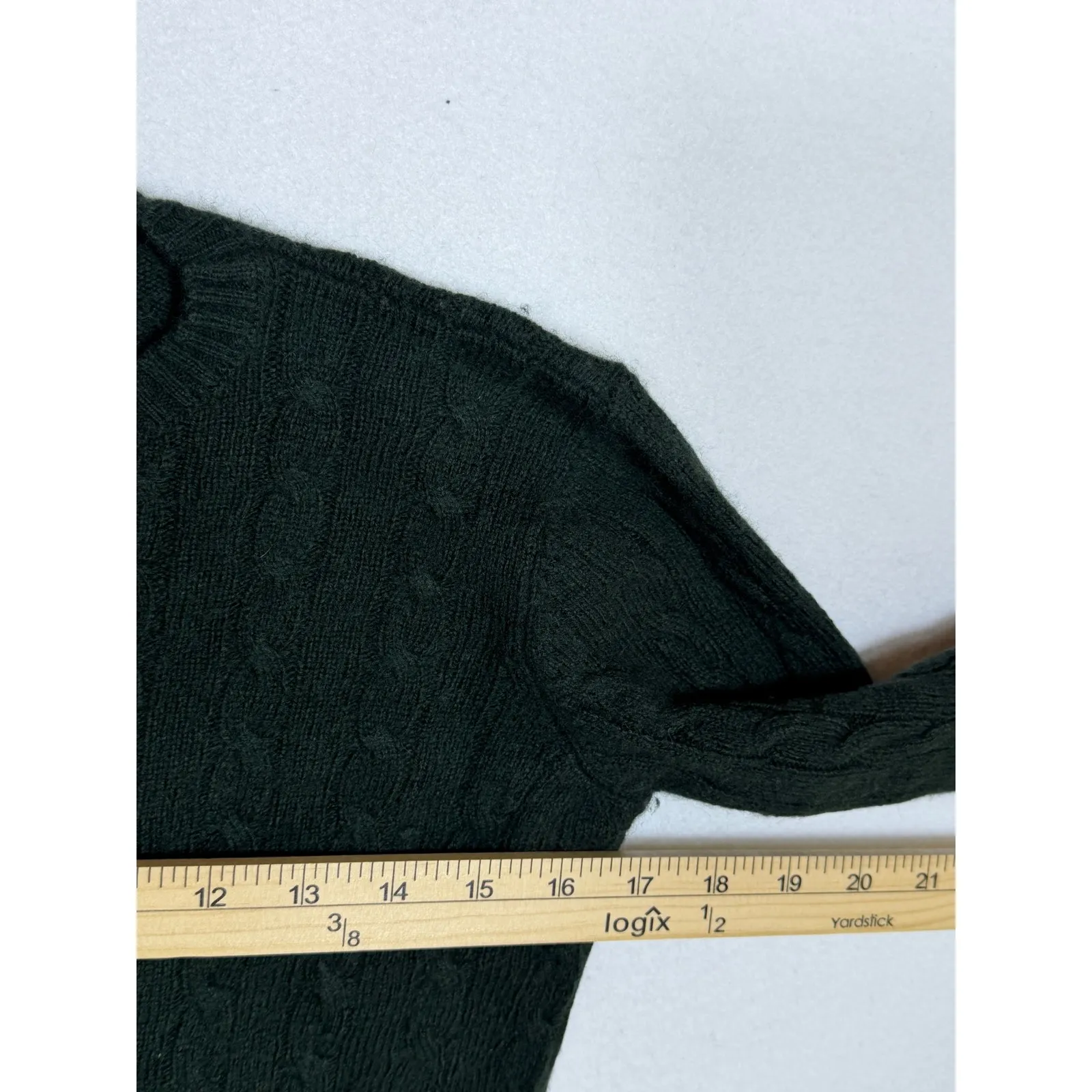 Brandy Melville Dark Green Cable Knit Crewneck Sweater Women's Wool Cashmere - Image 3