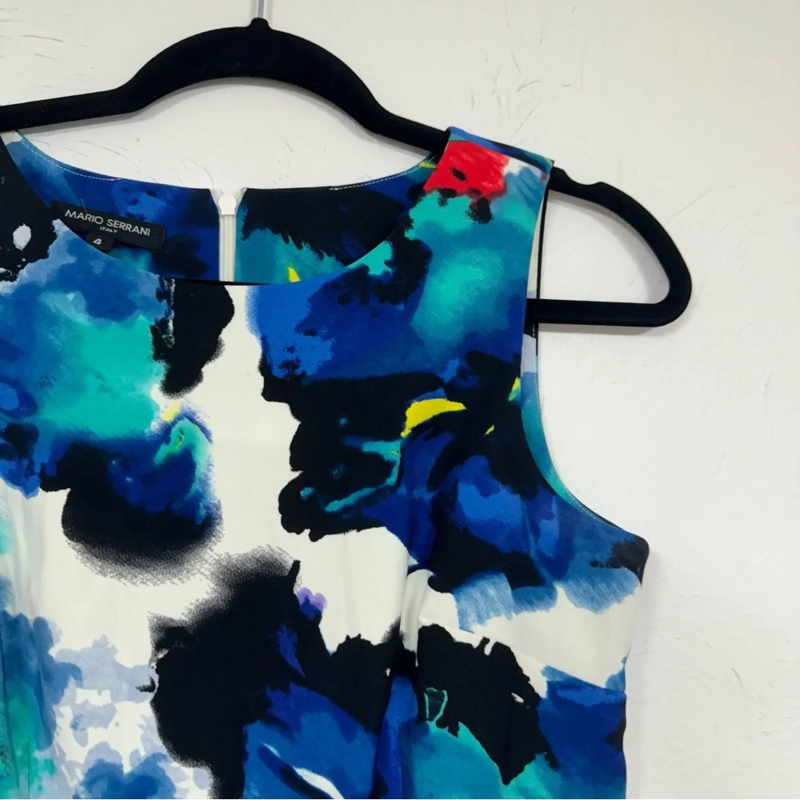 Mario Serrani Multi Color Watercolor Floral Sheath Dress Women 4 Mini Sleeveless - Image 5