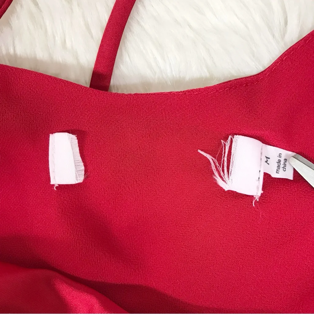 ASTR The Label Gaia Red Satin Slip Dress Midi Thigh Slit Medium‎ Sexy Going Out - Image 8