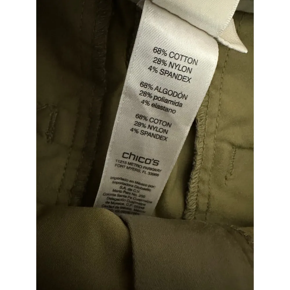 Chico's Pants Women 0.5 Ankle Small Green Button Cuff Casual Cotton Blend - Image 7