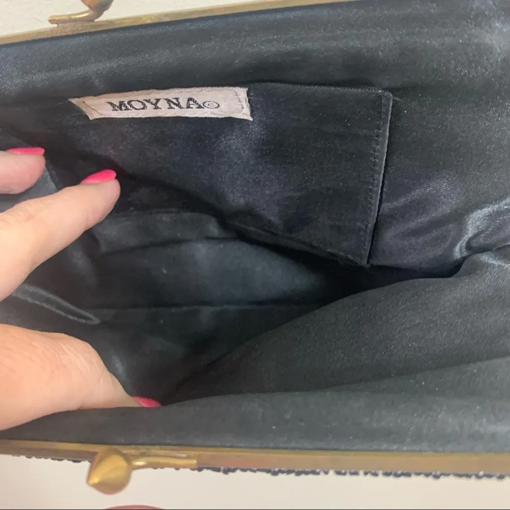 Monya Floral Beaded Black/Red/Gold Clutch - Image 7