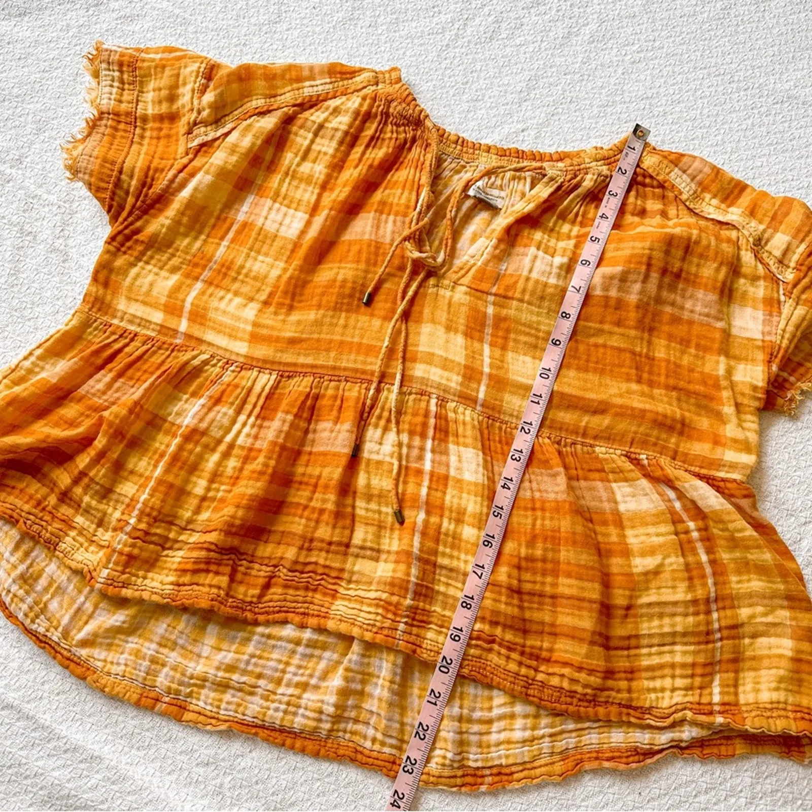 Anthro Pilcro Bette Plaid Top Tunic Medium Yellow - Image 5