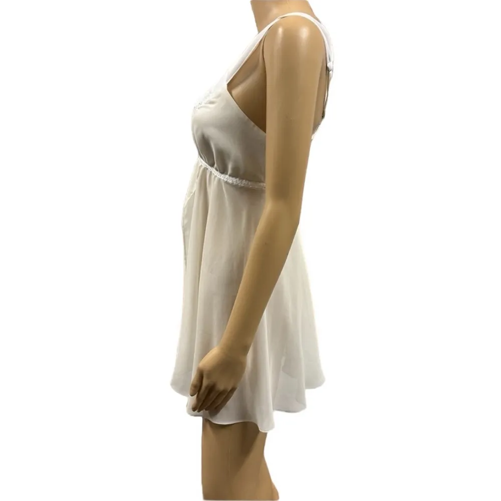 Anthropologie Flora Nikrooz Chemise Lingerie Ivory Embroidered Sequin Neckline M - Image 2