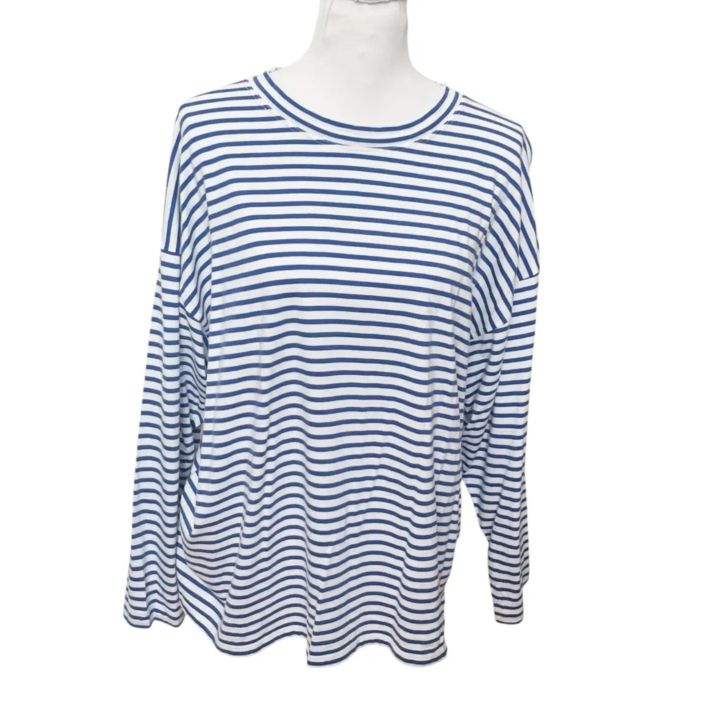 AYR The Port Tee Women’s XS Blue White Stripe Long Sleeve Pima Cotton Casual - Image 4