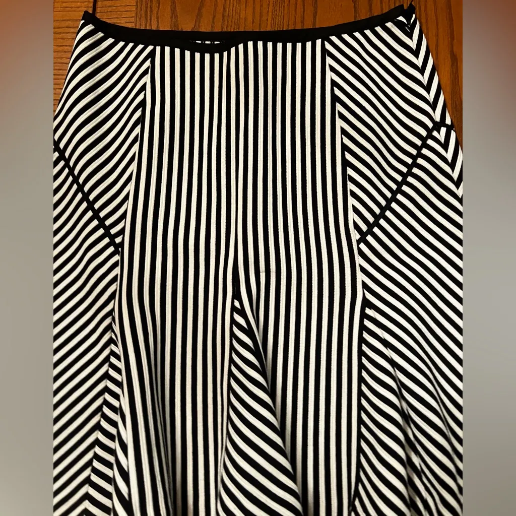 Banana Republic Black‎ & White Stripe Banded Waist Fluted Skirt Size 0 Petite - Image 6