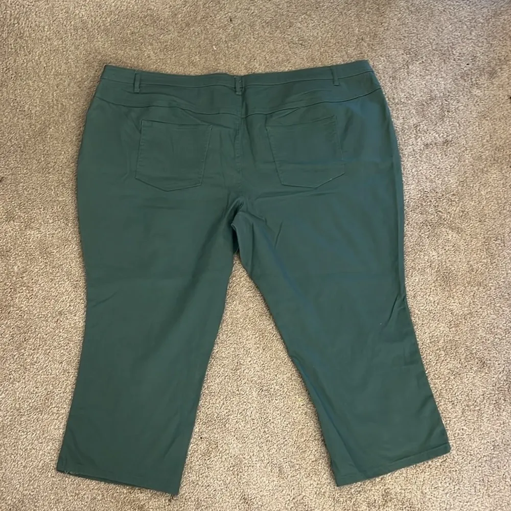 Woman Within Green Jeans Size 34W Petite Slim Straight Leg - Image 4