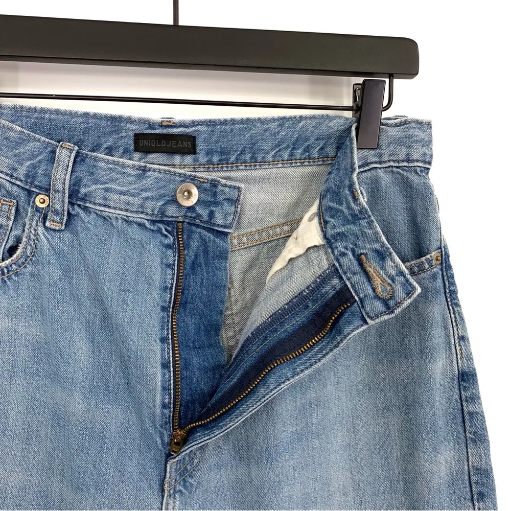 UNIQLO Peg Top High Rise Damaged Jeans Blue Denim 29 - Image 6