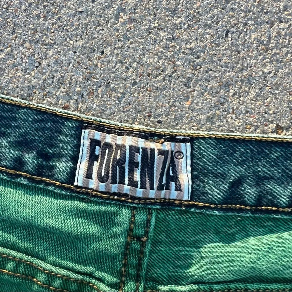 Vintage 80s Forenza Green Overdye Cuffed Hem Jean Shorts Size 12 - Image 4