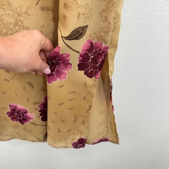 Vintage Laura Scott Floral Maxi Dress Sleeveless‎ Gold Purple Size S Grunge 90s - Image 6