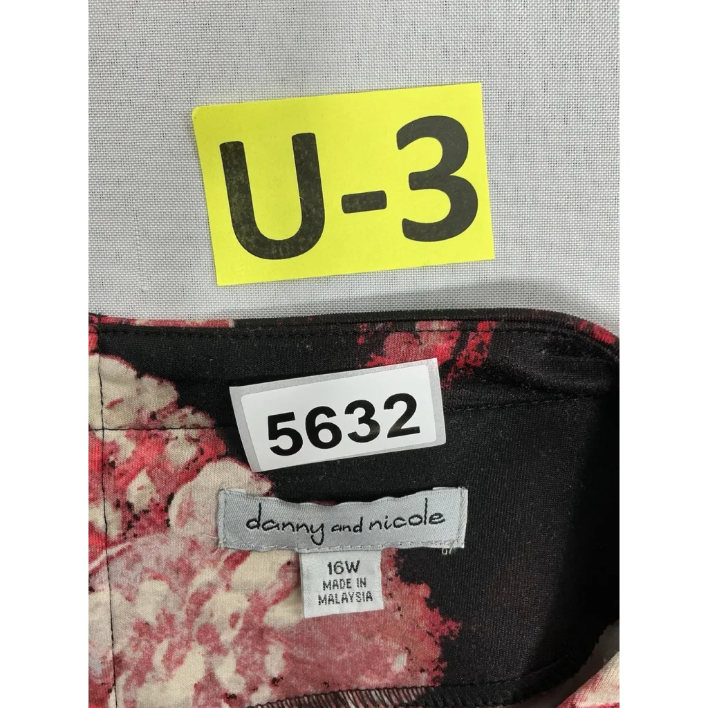 Womans Danny & Nicole Fit & Flare Midi Dress 16 W Floral Short Sleeve Back Zip - Image 3