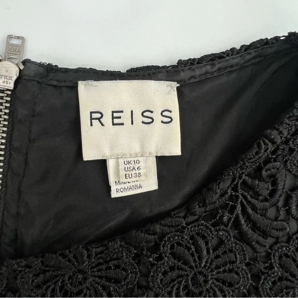 Reiss Swift Guipure Lace shift dress short sleeve little black dress sz 6 - Image 5