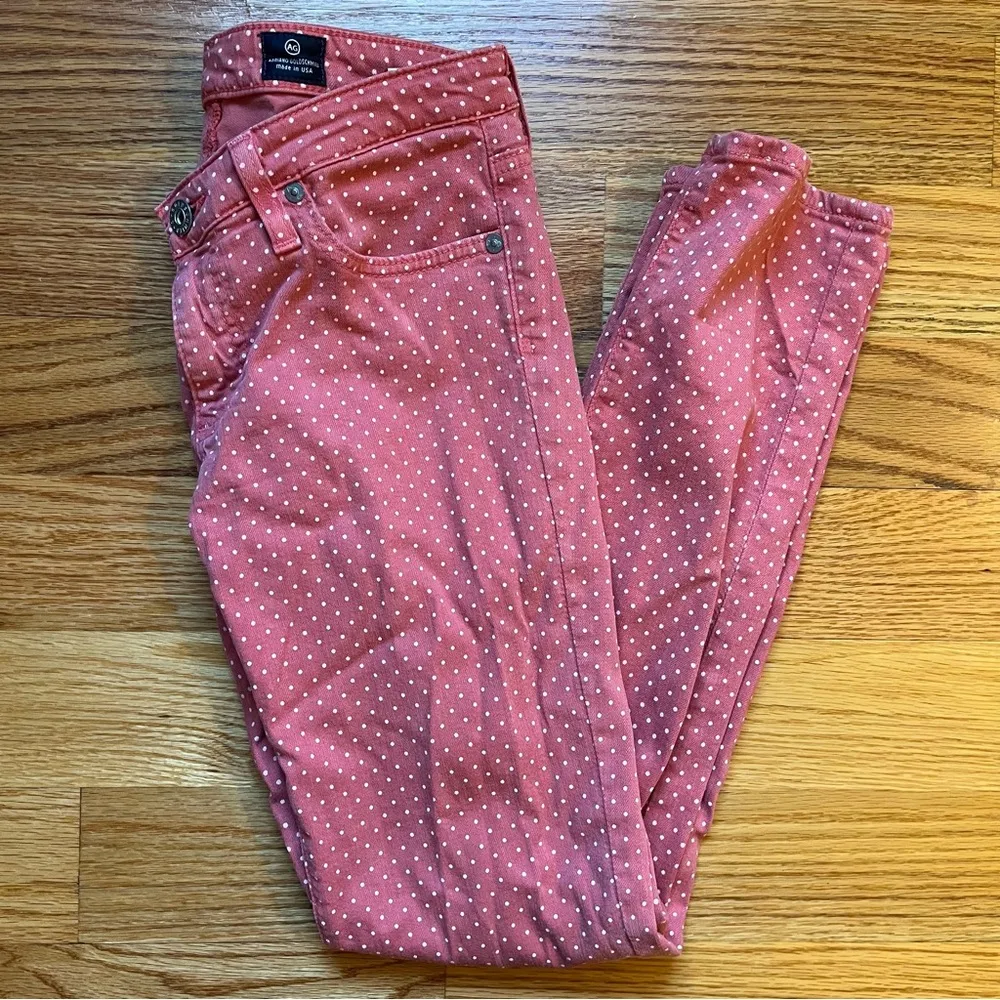 AG Adriano goldschmied Nantucket red polka dot the Stevie ankle jeans size 26 - Image 3