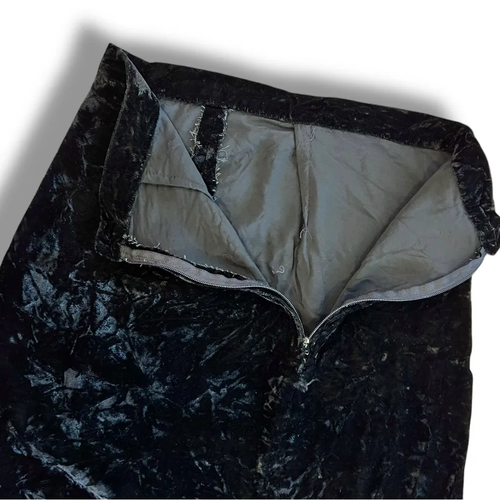 VTG  Velour Maxi Skirt Black High Waisted Maxi Pencil Women's Formal Grunge 90s - Image 3