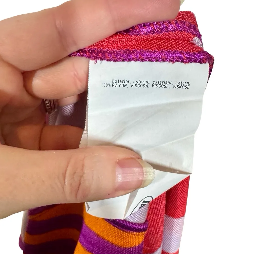 MISSONI Zig Zag Pattern Viscose Patchwork V Neck Empire Dress Sz:42/US10 - Image 11