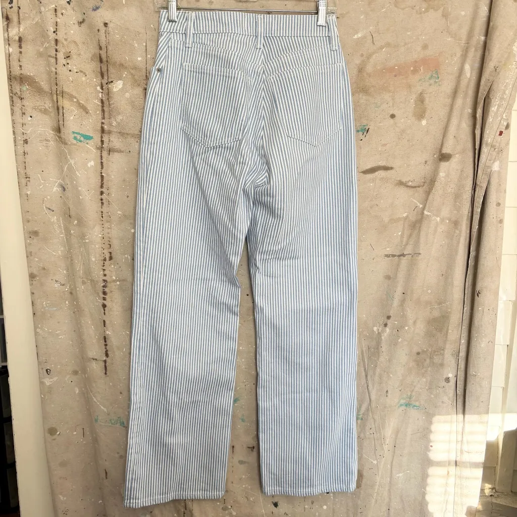 Abercrombie & Fitch Curve Love 90s Relaxed Jean, Blue and White Stripe - Image 4