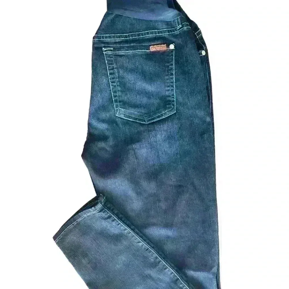 PEA and POD FOR ALL MANKIND SLIM ILLUSION SKINNY LEG MATERNITY JEANS Blue Size 29 - Image 2