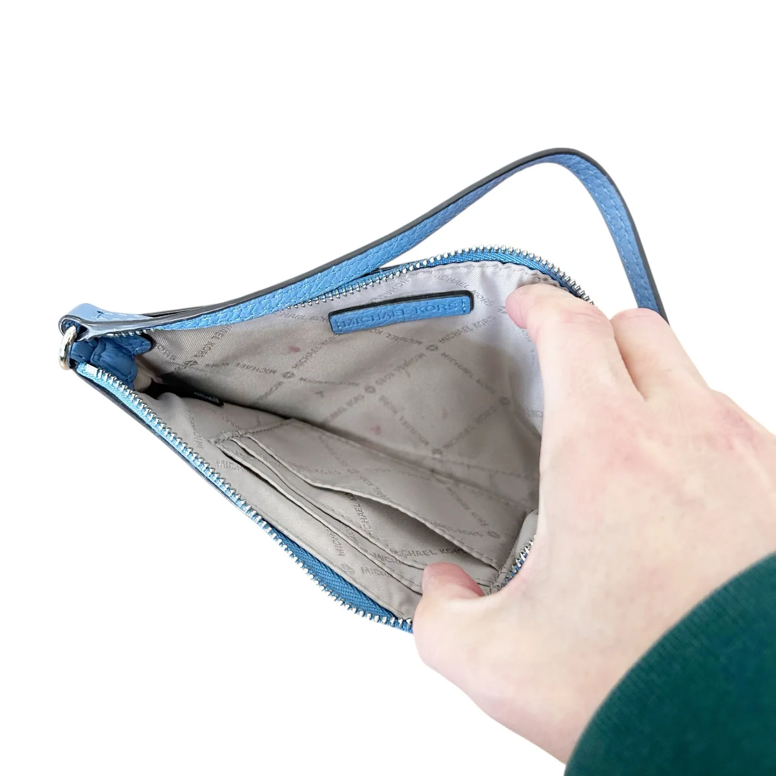 Michael Kors Blue Leather Wristlet Wallet - Image 3