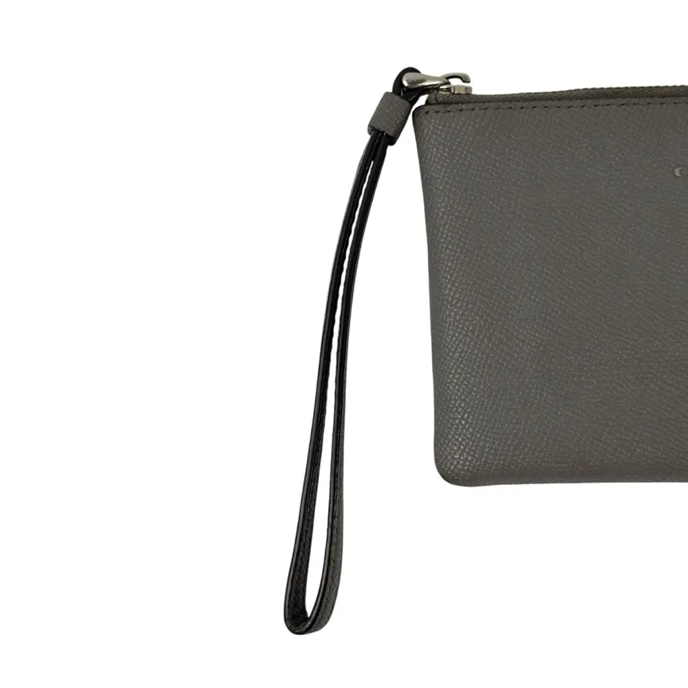 Coach F58032 Corner Zip Wristlet Crossgrain Leather Wallet Gray Small - Image 4