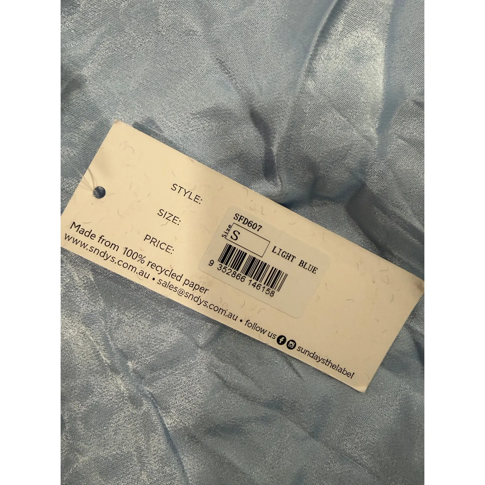 SNDYS X Revolve Angel Strapless Midi Dress Light Blue Minimalist Elegant NWT S - Image 3