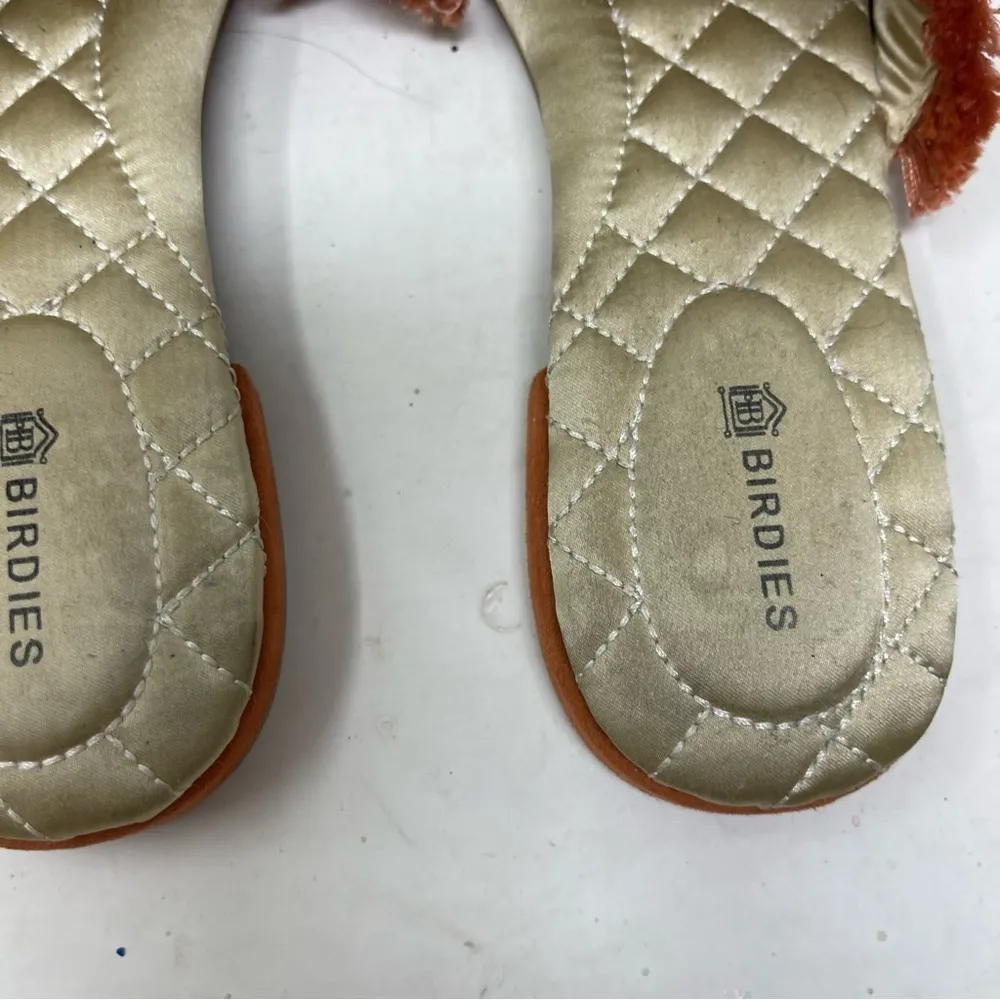 Birdies Orange Suede Fringe Slip On Closed Toe Flat Mules Sandals Size US 7 - Image 7