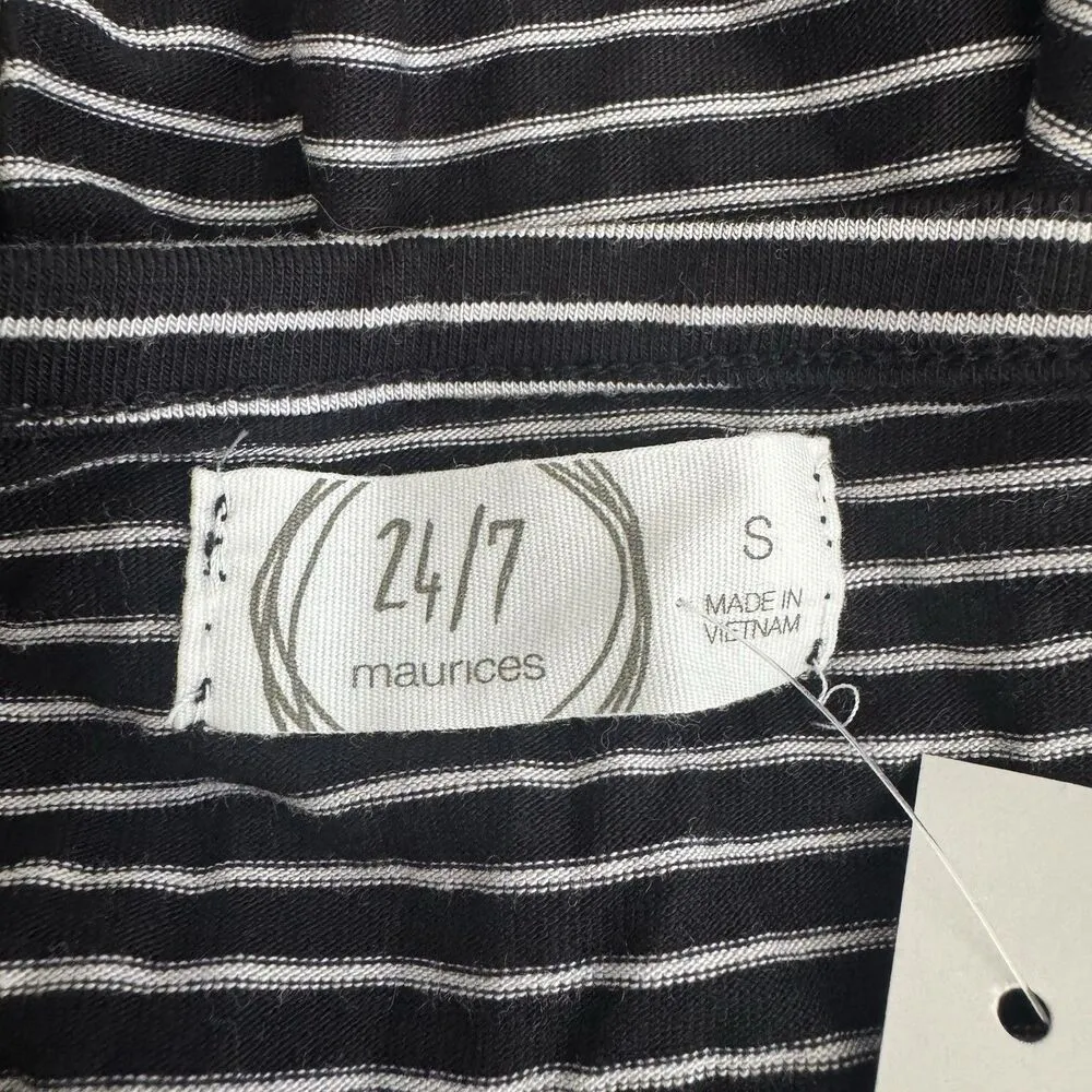 Maurices 24/7 Womens Dress Sz Small Stripe Midi Short Sleeve Preppy Minimalist - Image 13