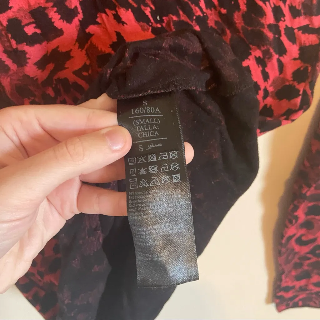 All Saints Red Kiara Leopard Print Long-Sleeve Tee - Image 5