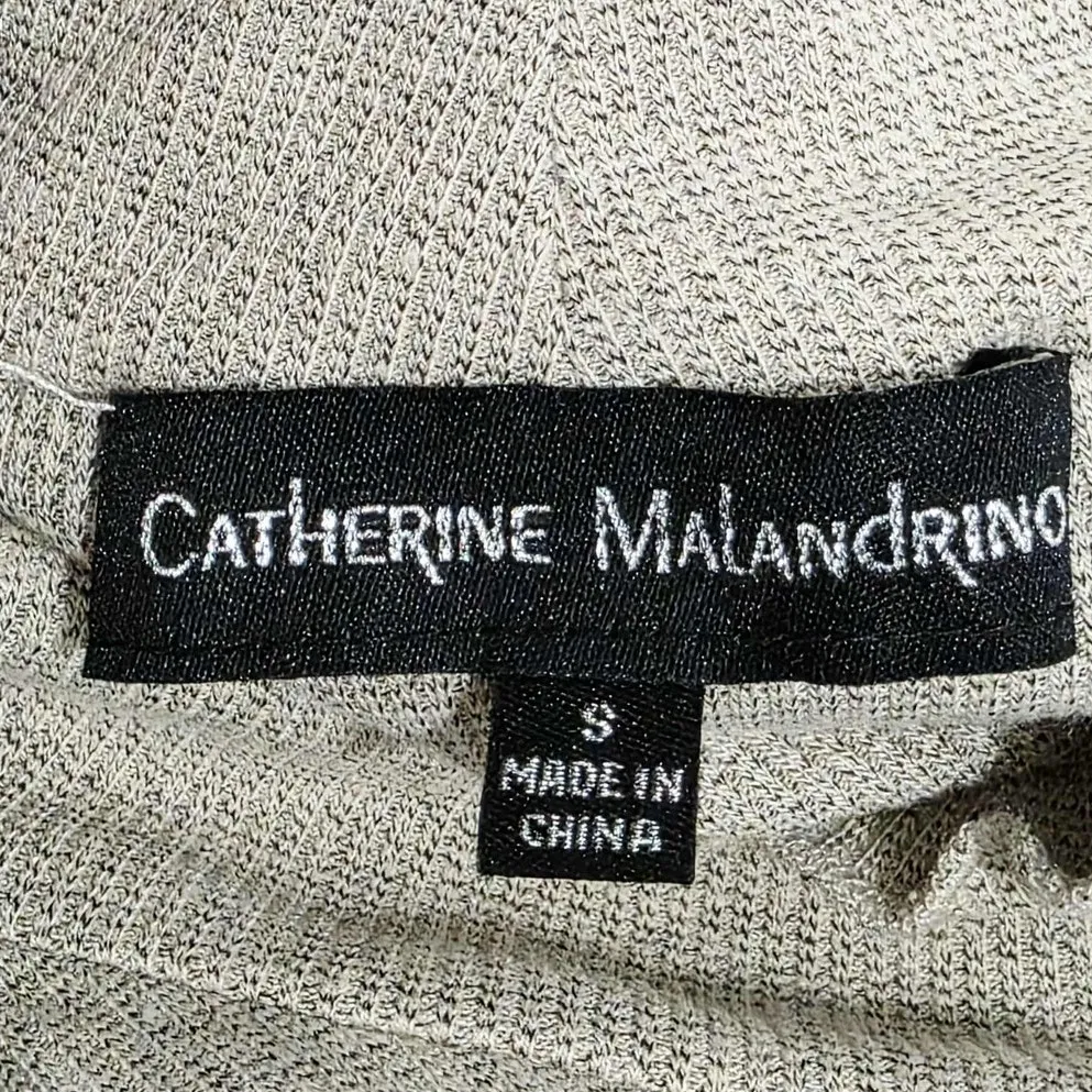 Catherine Malandrino Long Sleeve Mock Neck Pullover Knit Sweater Taupe Small - Image 3