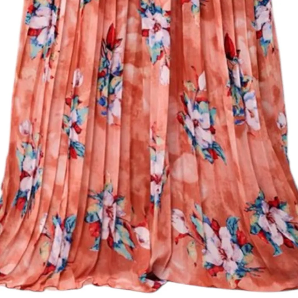Floral Maxi Dress in Orange and Blue Size XL - Image 6