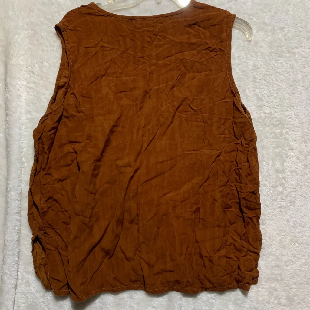 Rust Brown Women's Tank Top with Tribal‎ Print Orange Size undefined - Image 6