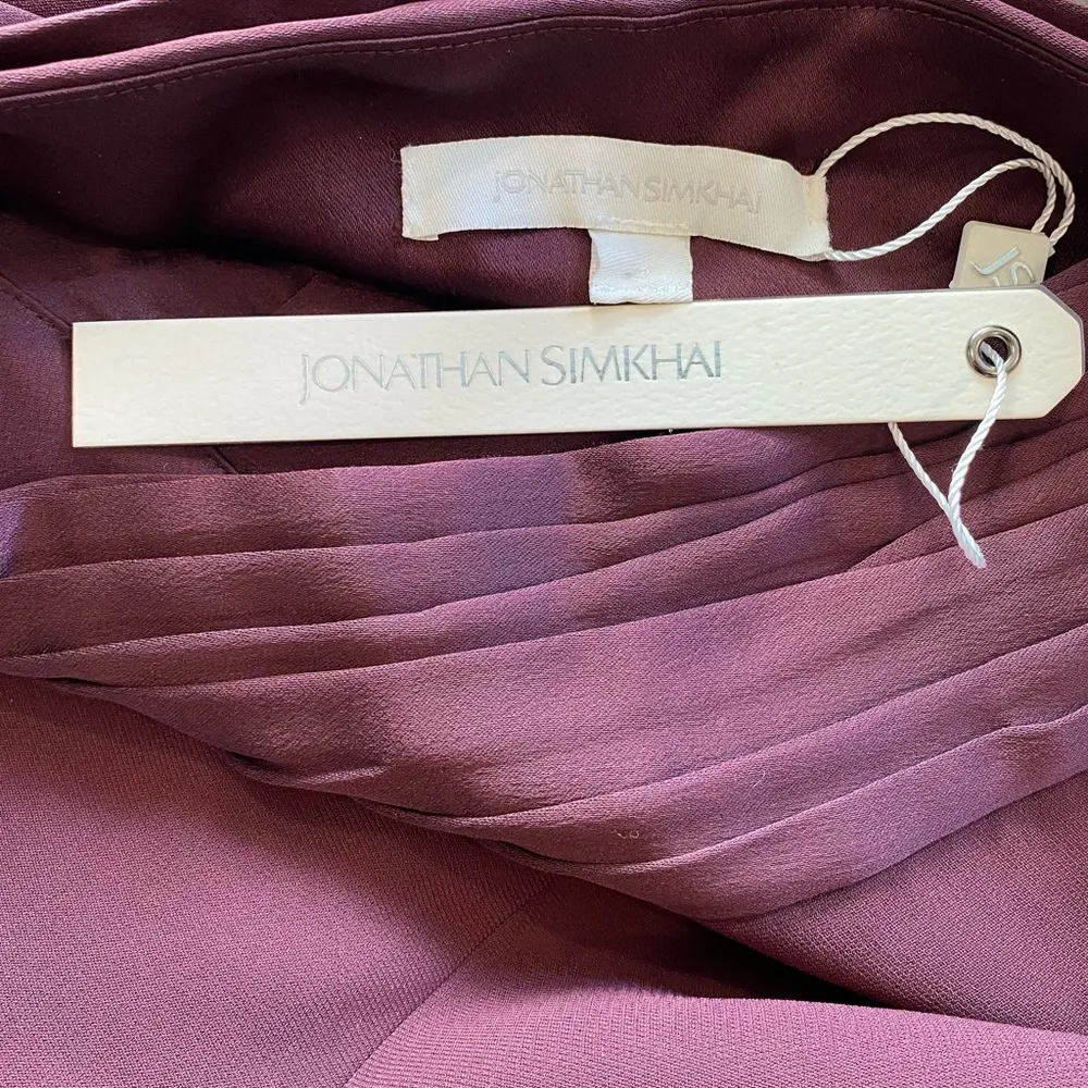 Jonathan Simkhai Satin Split Leg Pants In Sienna Burgundy Size 2 - Image 10