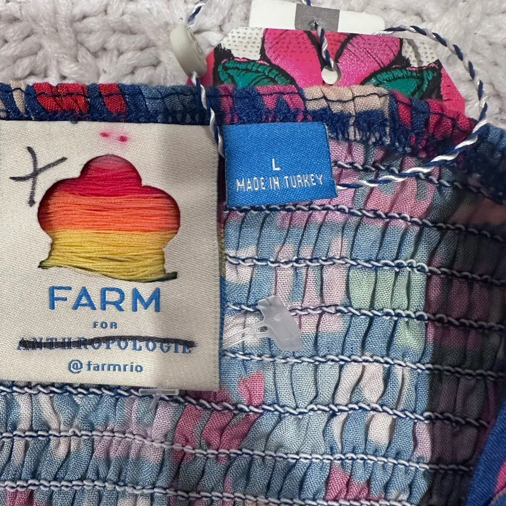 NWT Farm Rio Anthropologie Fantastic Peplum Ruffle Multi Color  Top Sz L - Image 10