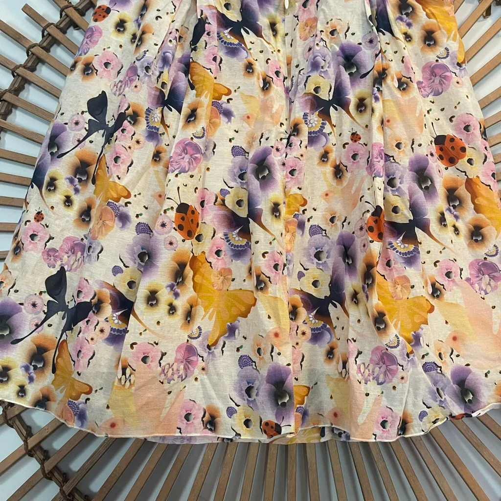 Sonia Rykel Layered Floral Mini Skirt Butterfly & Floral Motif Fairy Ethereal Purple Size 6 - Image 12