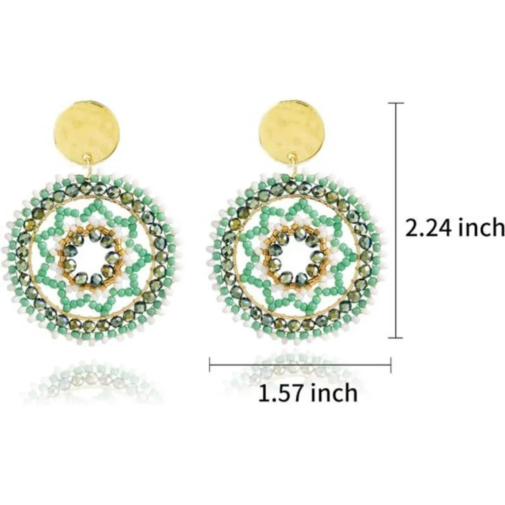 A Golden Cloud Colorful Beaded Dangling Earrings For Women 1.57 Inches - Image 2