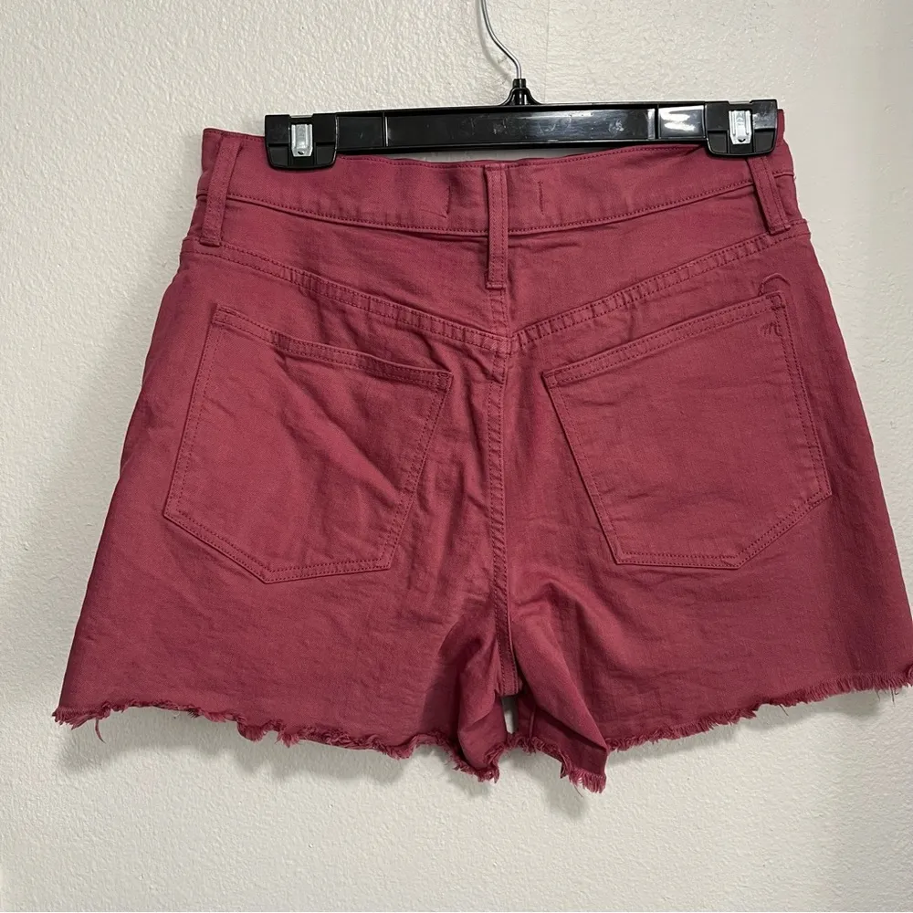 Madewell Women’s Size 26 High-Rise Denim Shorts Autumn Berry Pink Button-Front - Image 2