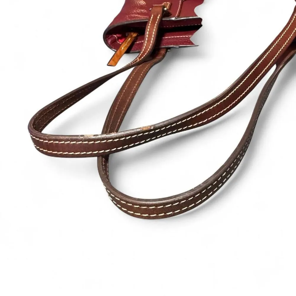 Dooney & Bourke Lexington Pebble grain Leather Maroon and brown Leather Zip Tote - Image 5